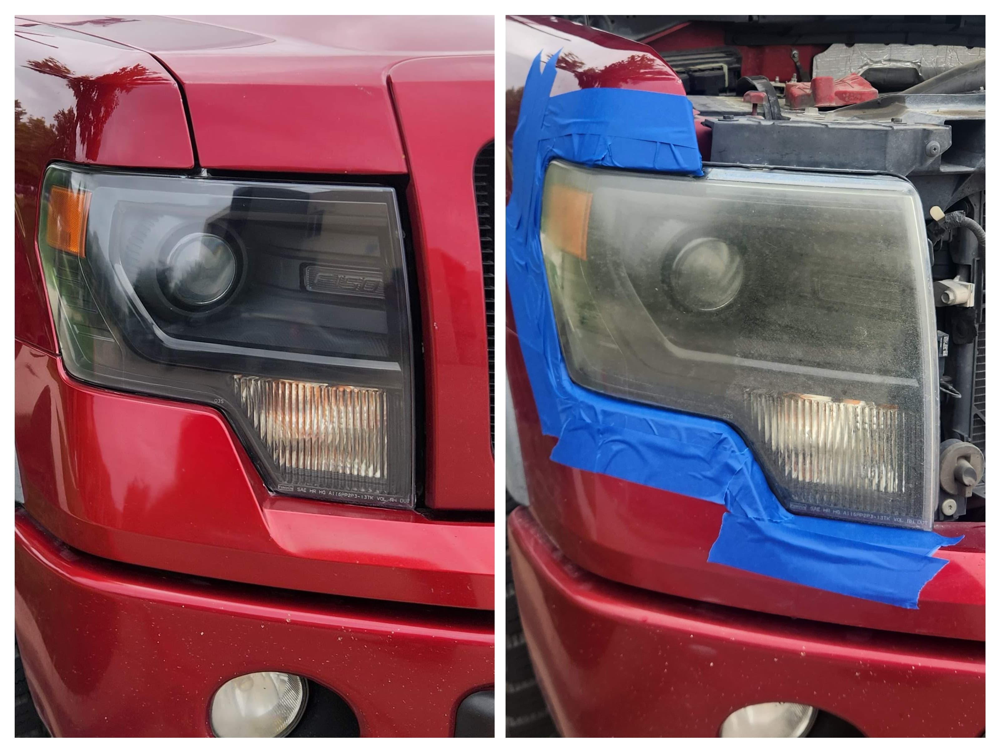 Headlight restoration before and after collage