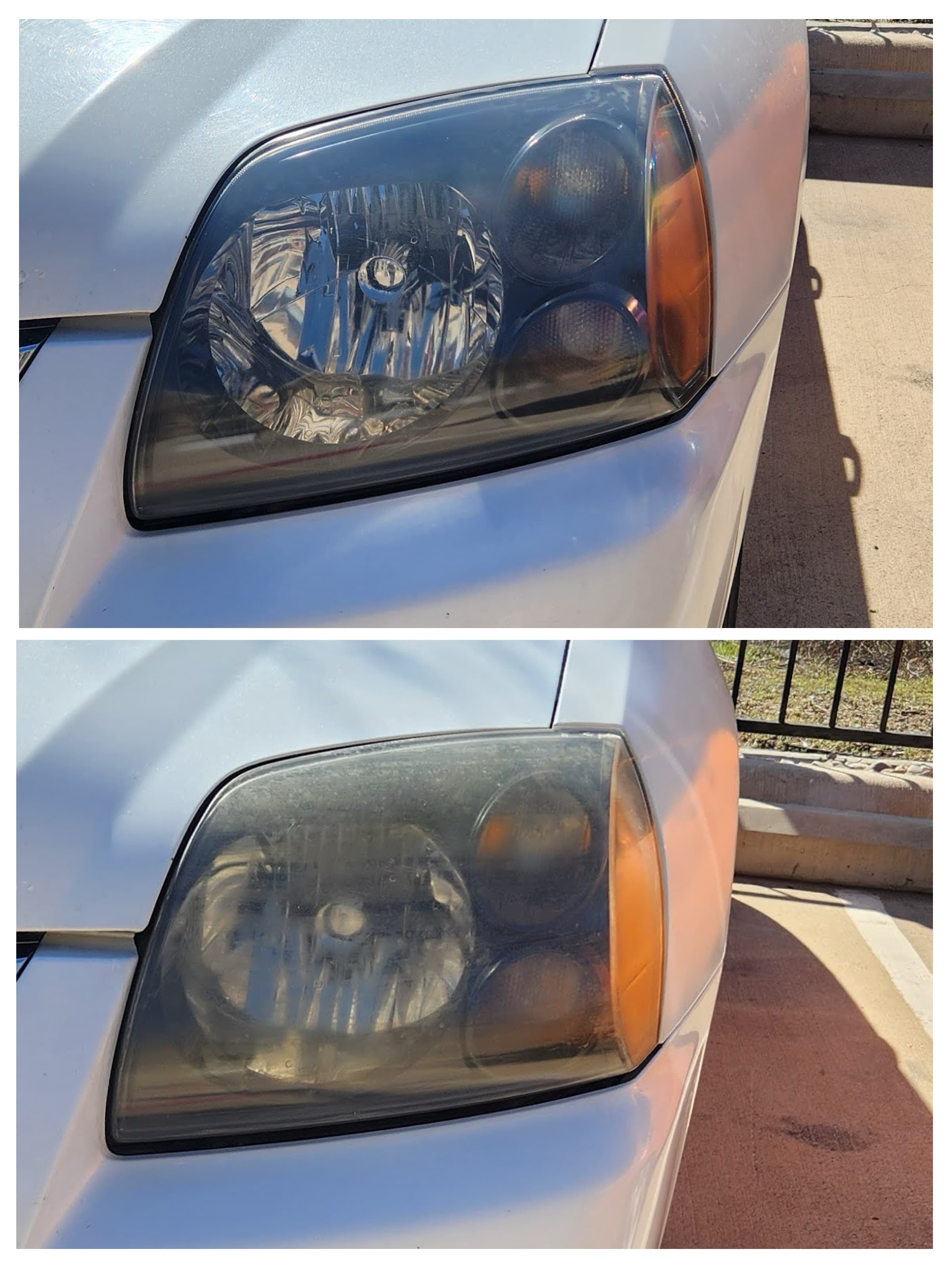 Headlight restoration before and after collage
