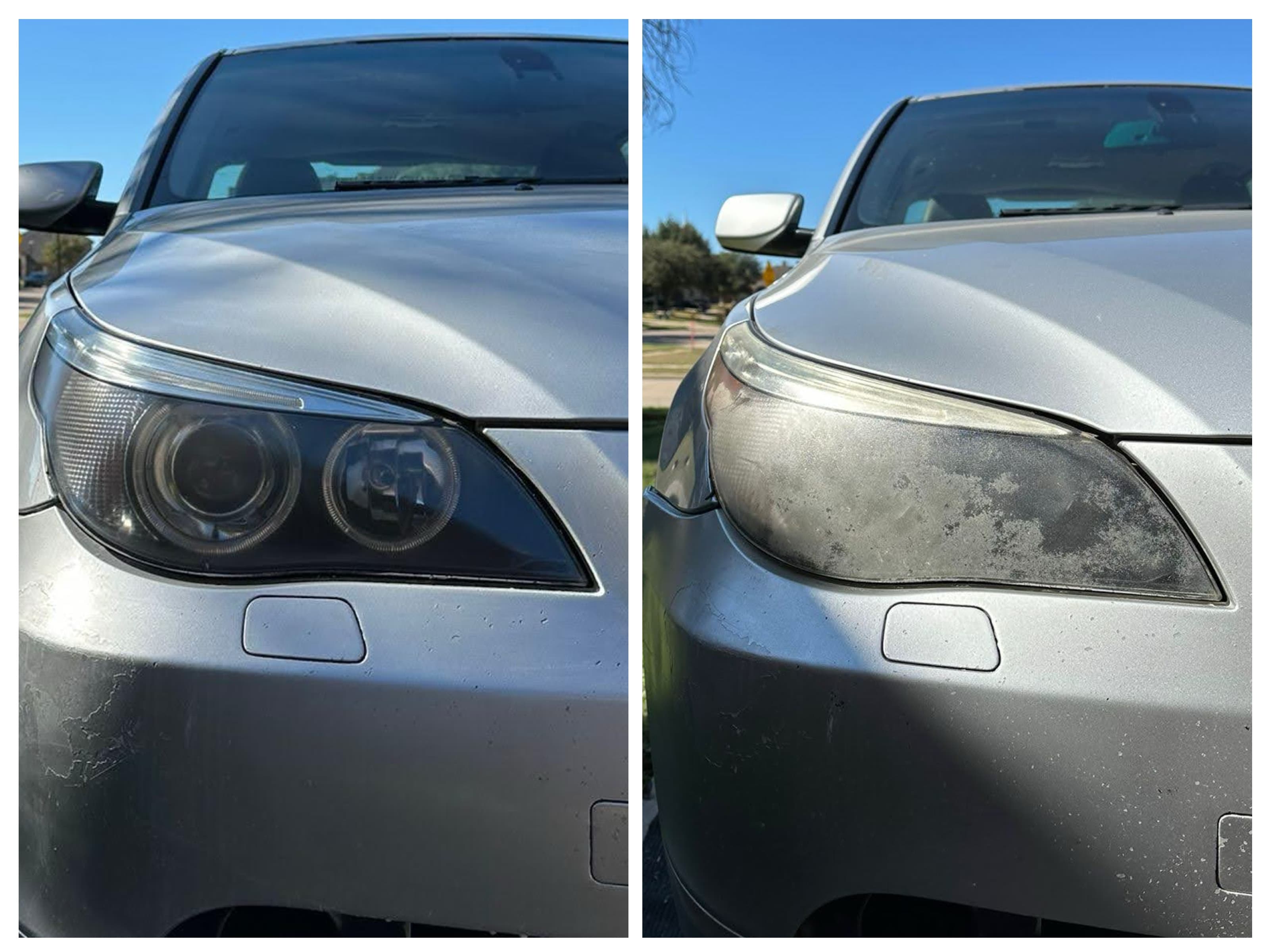 Headlight restoration before and after collage