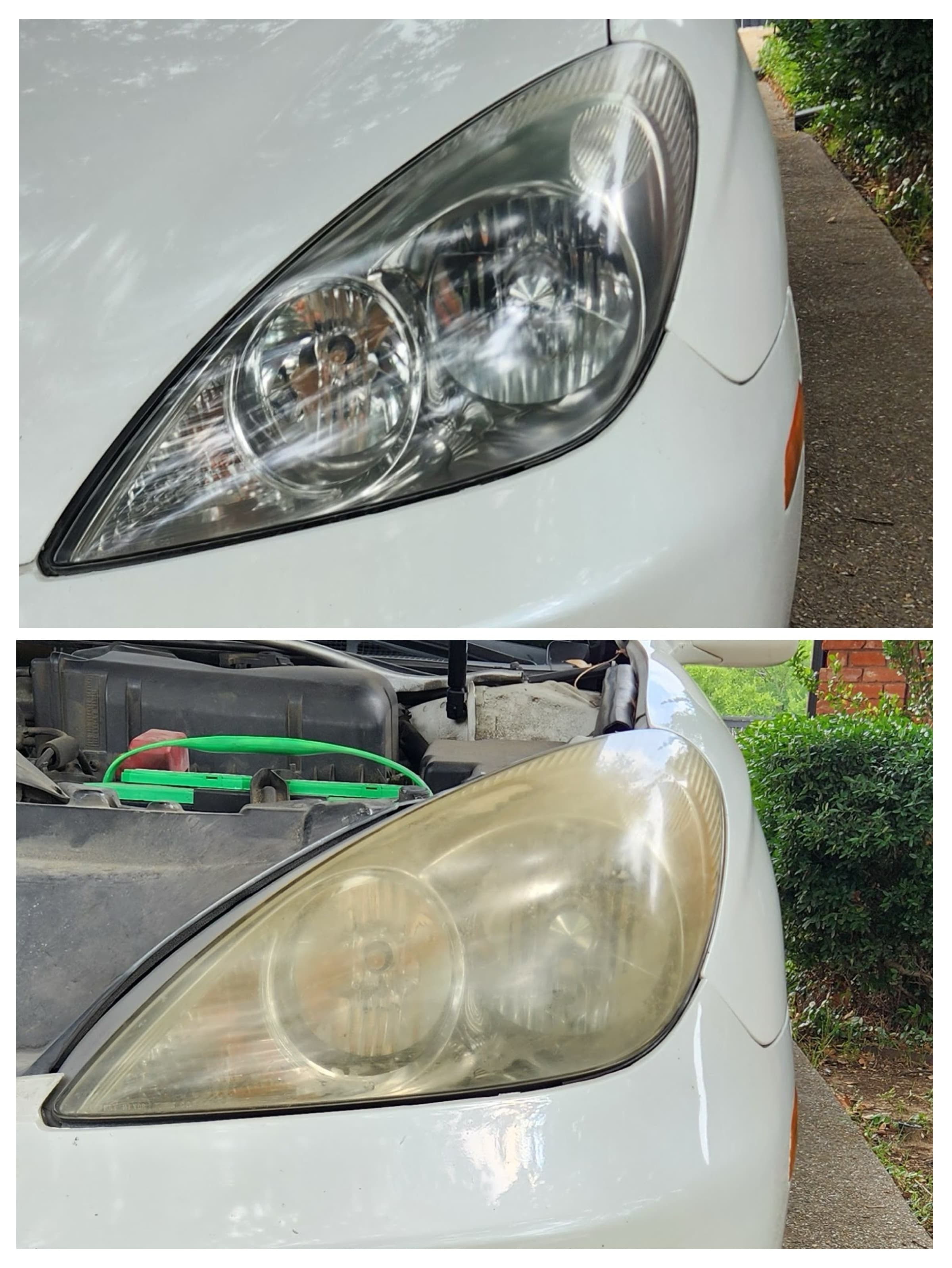 Headlight restoration before and after collage