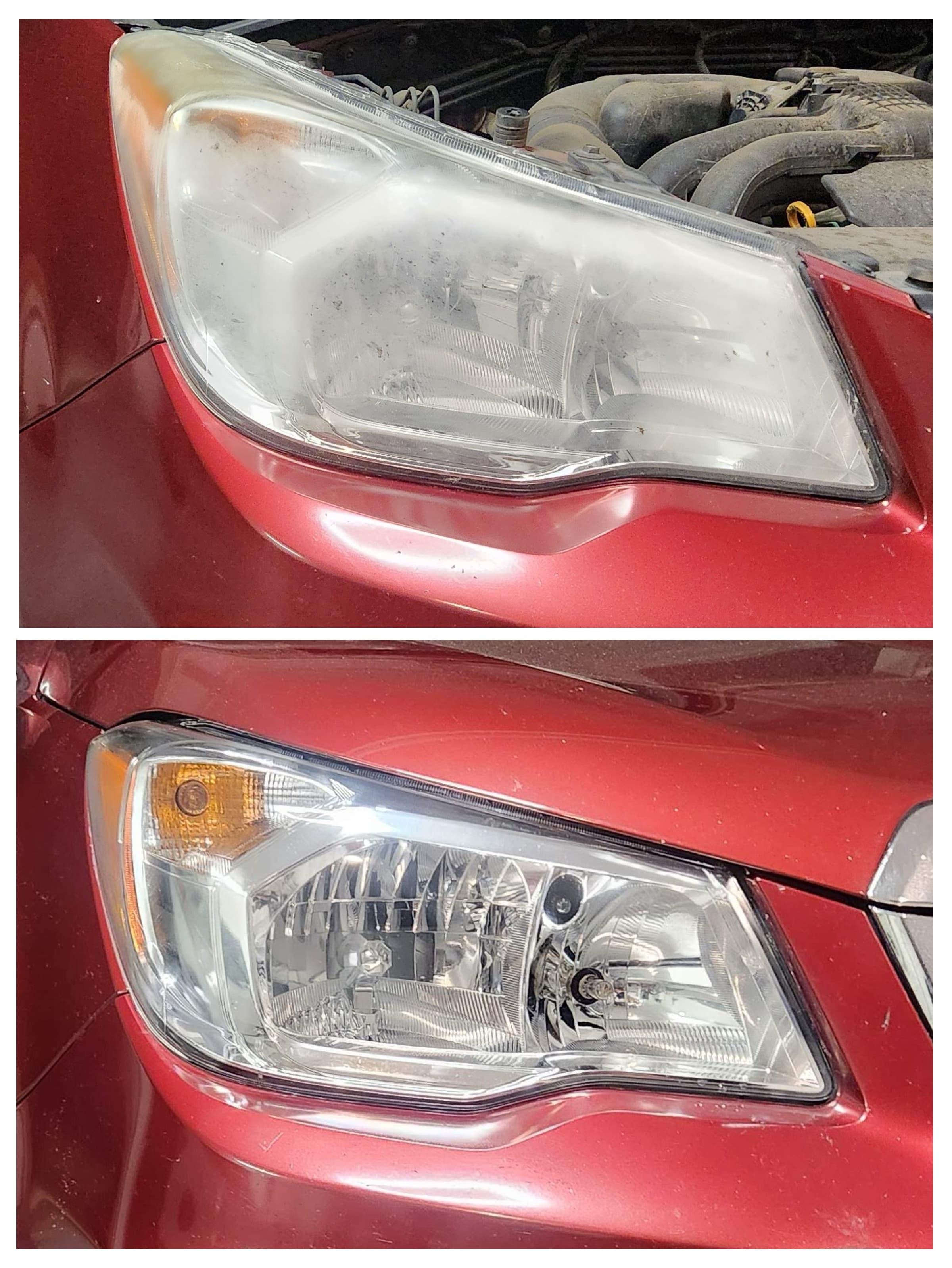 Headlight restoration before and after collage