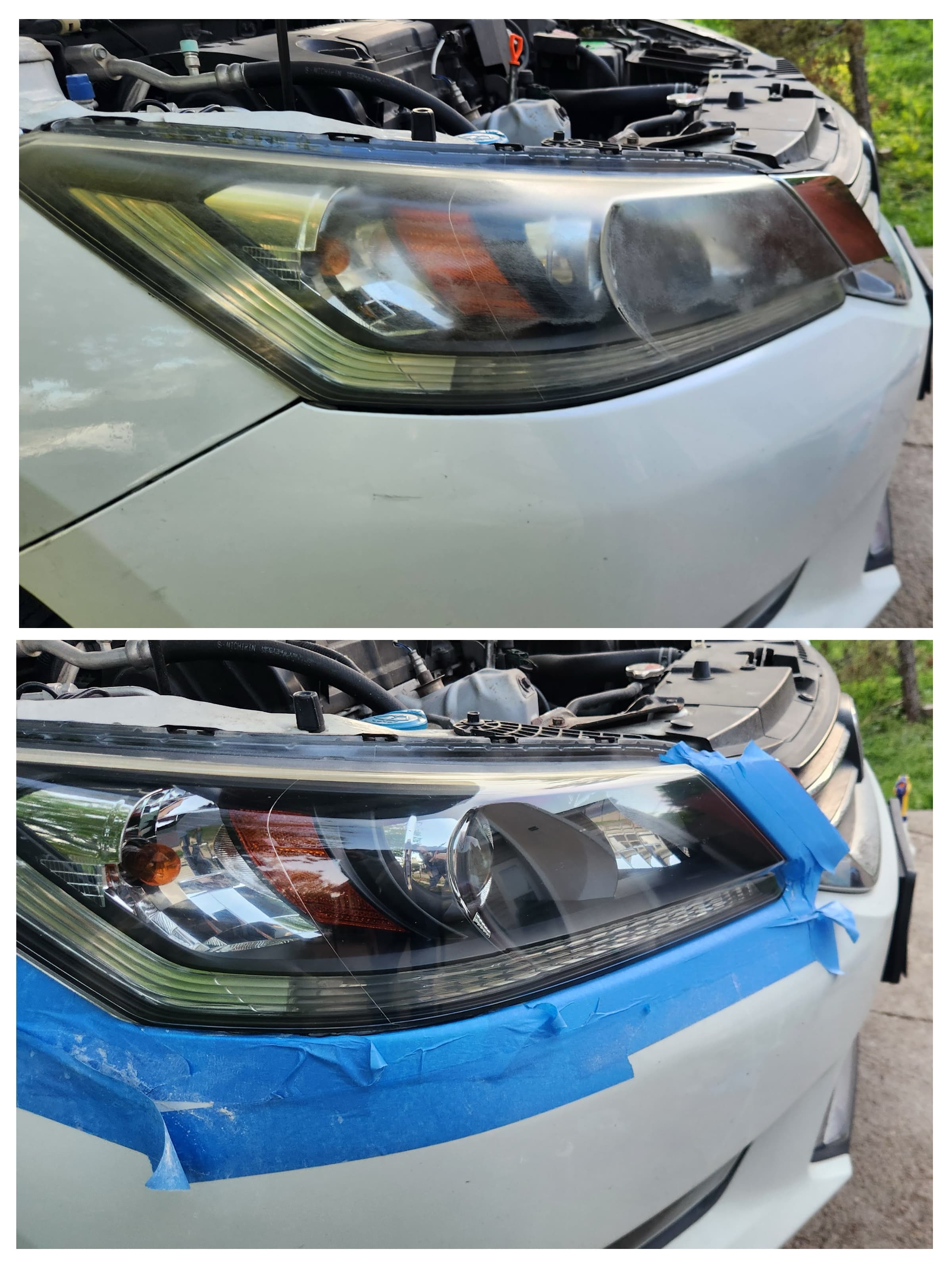 Headlight restoration before and after collage
